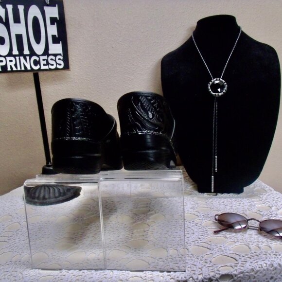 Dansko Slip On Platform Clogs Black Leather Nursing Comfort Shoes US 7.5-8 EU 38 - Picture 11 of 14